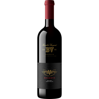 Wine bottle with a visible label on a white background