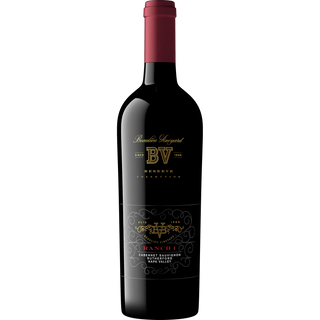 Bottle of BV Reserve Cabernet Sauvignon wine on a white background