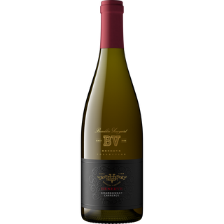 Wine bottle with a visible brand label on a white background