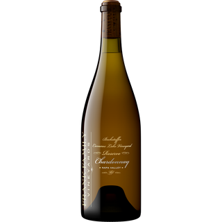 Wine bottle with a visible label on a white background