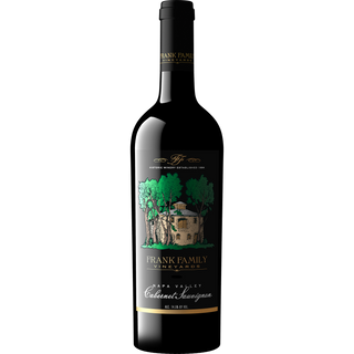 Wine bottle with Frank Family Vineyards label on a white background