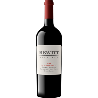 Red wine bottle with 'Hewitt Vineyard' label on a white background