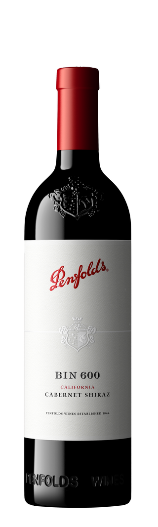Penfolds Bin 600 Cabernet Shiraz wine bottle on a white background