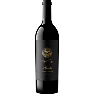 Wine bottle with a visible label on a white background