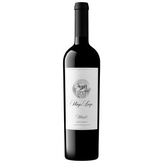 Bottle of Napa Valley Merlot wine with a white label, displaying the brand and variety.