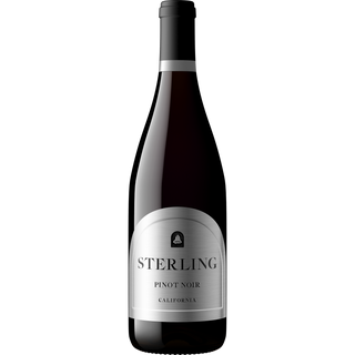 Bottle of Sterling Pinot Noir wine on a white background