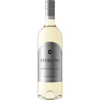 Bottle of Sterling Sauvignon Blanc wine on a white background