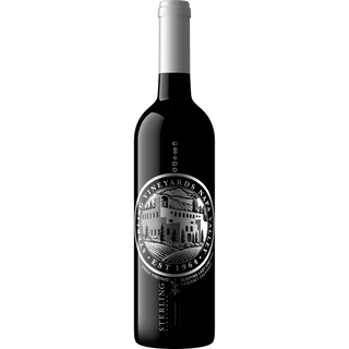 Wine bottle with a detailed label on a white background
